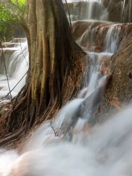 Water over limestone terraces